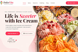 design wix ice cream shop website, gelato shop website, frozen treats website