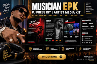 design modern music epk, dj press kit, artist media kit