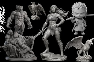 sculpt 3d figurine, toy design, miniature, 3d character model for 3d printing
