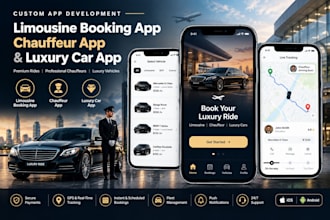 develop limousine booking app, chauffeur app and luxury car app