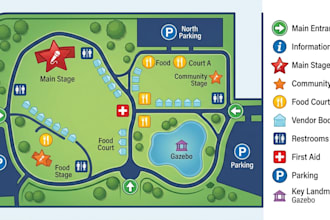 create custom vector event maps, festival maps, venue maps and map illustrations