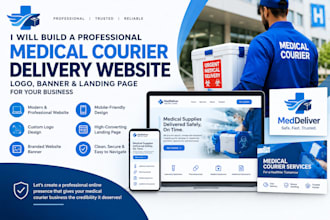 build a professional medical courier delivery website logo banner landing page