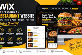 design wix restaurant website menu cafe pizza burger fast food online ordering