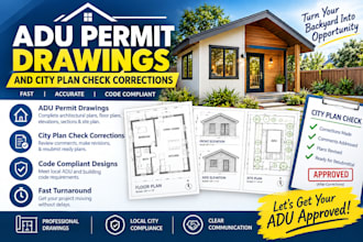 do adu permit drawings and city plan check corrections