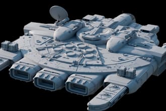 create sci fi spacecraft hard surface 3d models for games, vfx and unreal engine