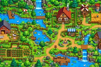 create topdown pixel art tileset spritesheet rpg maker map and game environment