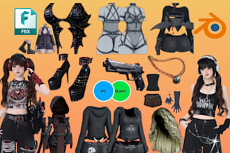 custom vrchat outfit vrchat clothing, accessories, props, weapon for your avatar