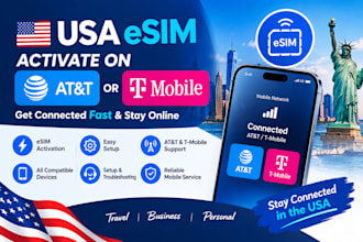 activate USA esim on at,t or t mobile