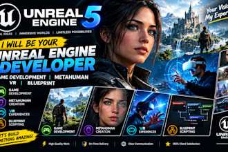 be your unreal engine developer, game development, metahuman, VR and blueprint