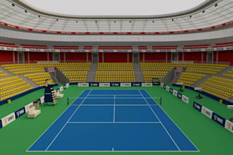 3d hard tennis court,sport facility layout,outdoor field render,badminton club