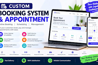 develop a custom booking system website with admin dashboard