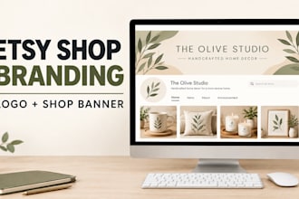 design etsy shop banner, etsy logo and etsy shop branding