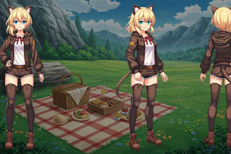 visual novel anime character sprites cg art game background art illustration ocs