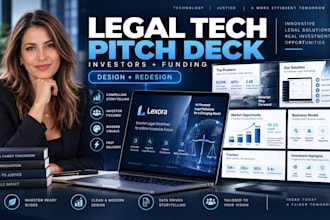 design and redesign legal tech pitch decks for investors and funding