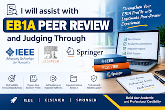 assist with eb1a peer review and judging through ieee elsevier springer