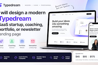 design coach startup saas typedream personal portfolio newsletter landing page