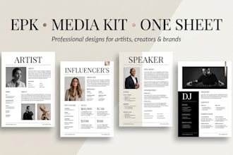 design an artist epk media kit dj press kit or one sheet