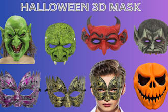 sculpt 3d mask model custom halloween mask cosplay, helmet stl for 3d printing