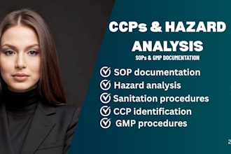 create haccp plan, food safety plan, sops, ssops, gmp and ccps