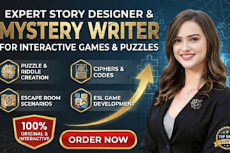 write escape room story design puzzles riddles interactive game ciphers esl game