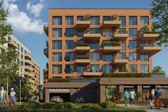 restyle 3d mixed use development,urban park design,urban housing concept render