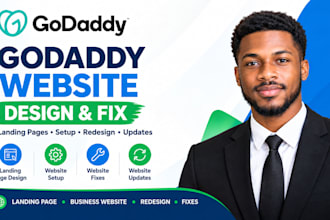 design, setup, fix and update your godaddy website or landing page