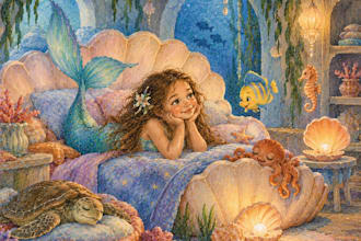 paint whimsical mermaid bedtime story illustrations