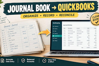 arrange journal book into quickbooks for your business
