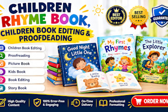 be your children book editor, proofread kids book and format kids picture