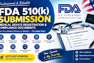 prepare fda 510k submission, medical device registration and compliance document