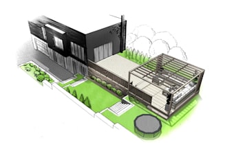 make house sketch, exterior architectural illustration
