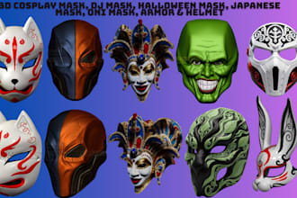 sculpt 3d cosplay mask dj mask oni mask halloween mask 3d helmet for 3d printing