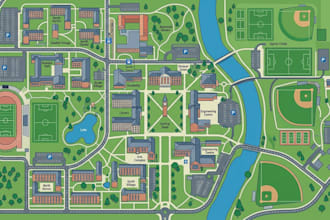 create a vector campus map, university site plan, directory guide