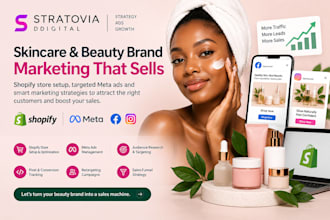 setup skincare shopify marketing facebook ads and cosmetics advertising campaign