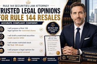 draft a rule 144 legal opinion for stock resale and legends