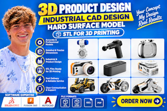3d product design industrial cad design hard surface model stl for 3d printing