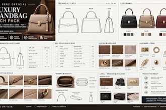 luxury handbag leather bag purse tote tech pack for manufacturing