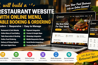 create a restaurant cafe menu and online booking website with reservation system