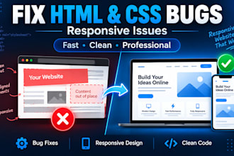 fix HTML CSS bugs and responsive issues on your website