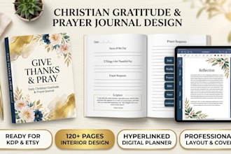 create a christian gratitude prayer journal for KDP and etsy