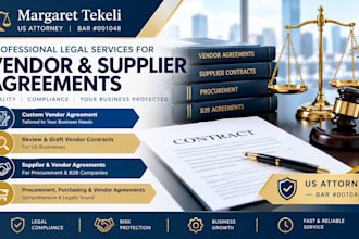 draft and review vendor contracts for US businesses as an attorney
