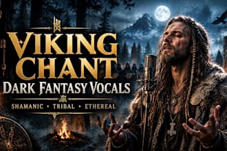 sing shamanic chant, tribal, pagan, vikings chant, angelic choirs, dark fantasy