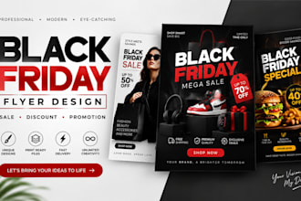 design black friday cyber monday sale and promotional flyer