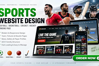 design sports website football basketball website cricket hockey landing page