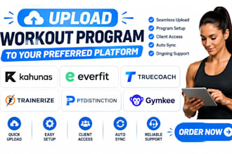 upload workout program kahunas everfit truecoach trainerize ptdistinction gymkee