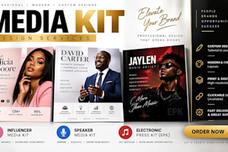 design modern influencer media kit, speaker media kit, electronic press kit