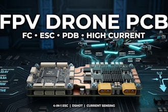 design fpv drone pcb, flight controller, esc stack, pdb and current power system
