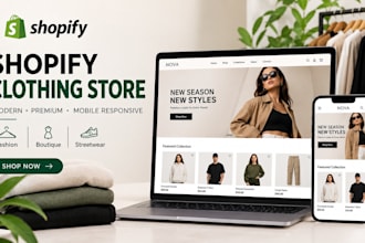 design a modern shopify clothing store fashion store or boutique