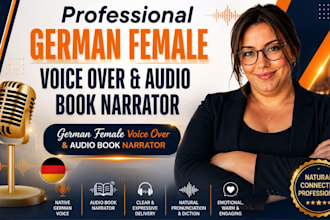 narrate audiobook, ebook voiceover german female acx standard german voice over