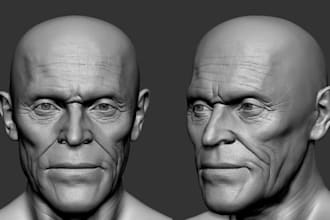 realistic 3d head sculpt printable face bust  character model for 3d printing